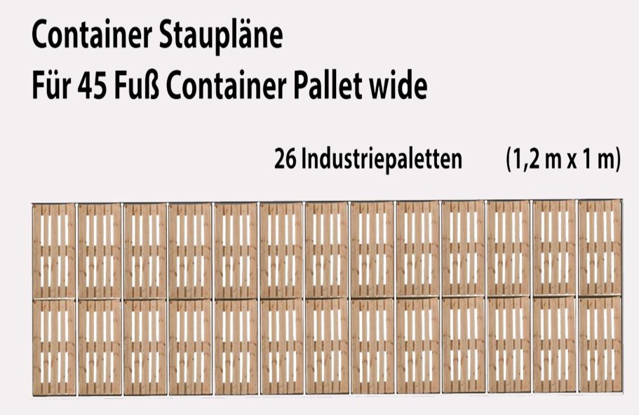 Staumeister-Stauplan für 26 Industriepaletten (1,20m x 1,00m) im 45-Fuß-HC-Container