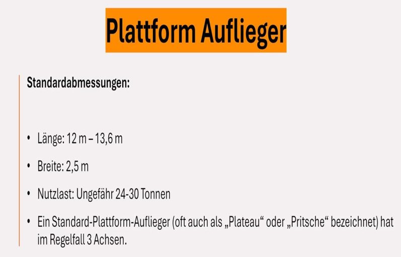 Daten Plattform-Auflieger Lkw Plattform-Auflieger Plateau Pritsche: Abmessungen und 24-30 Tonnen Nutzlast Übersicht